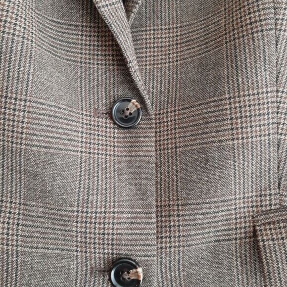 CONTEMPORAINE Simons Glen Check Plaid Blazer Jacket Tan Brown Sz 12 - Picture 6 of 14